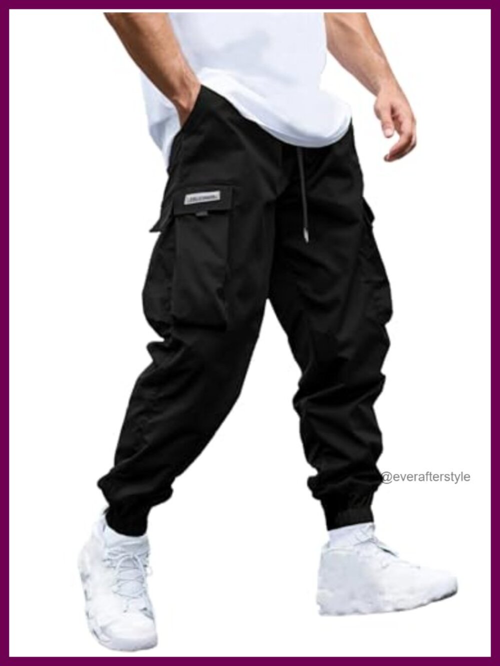 Cargo Joggers Pants Elastic Waist Drawstring Tapered Streetwear